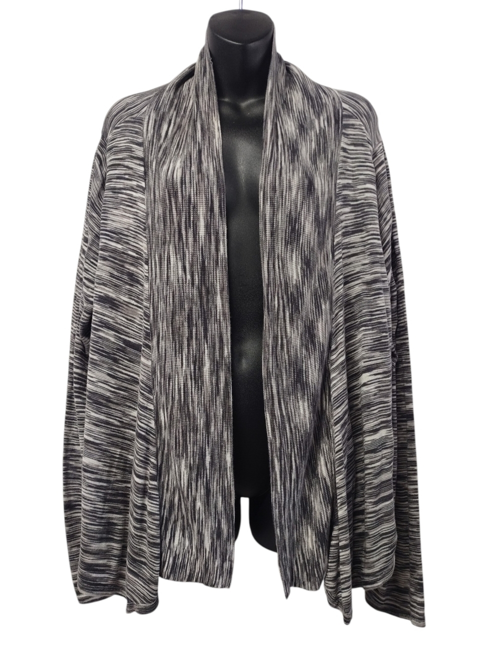 Lane Bryant Size 22/24 Space Dye Cardigan Sweater Black Gray Open Front Boho